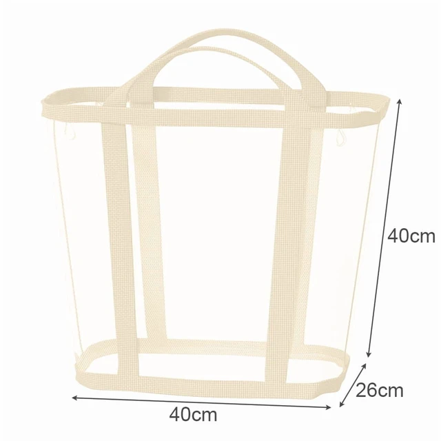 Main image of Nylon Mesh Laundry Basket with Handle Breathable Folding Portable Dirty Clothes Organizer Bags Large Capacity Toys Storage Bag