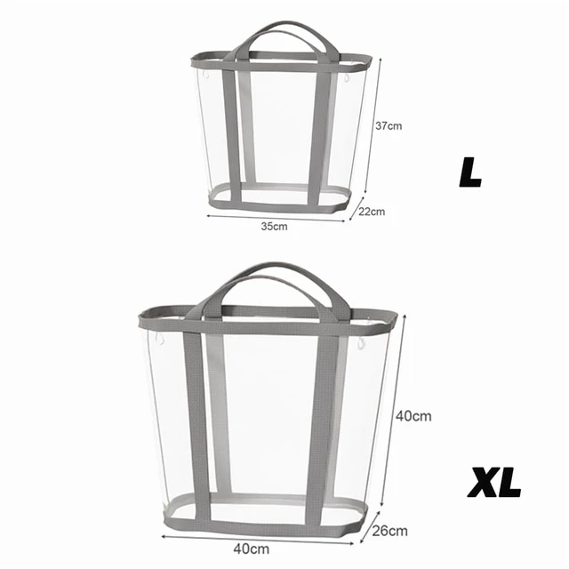 Alt view image 7 of 7 - Nylon Mesh Laundry Basket with Handle Breathable Folding Portable Dirty Clothes Organizer Bags Large Capacity Toys Storage Bag