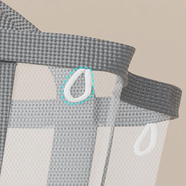 Alt view image 6 of 7 - Nylon Mesh Laundry Basket with Handle Breathable Folding Portable Dirty Clothes Organizer Bags Large Capacity Toys Storage Bag