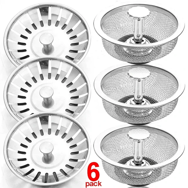 Alt view image 2 of 7 - Wholesale Kitchen Sink Strainers with Handle Stopper Sink Drain Basket Stainless Steel Mesh Filter Waste Hole Trap Strainer