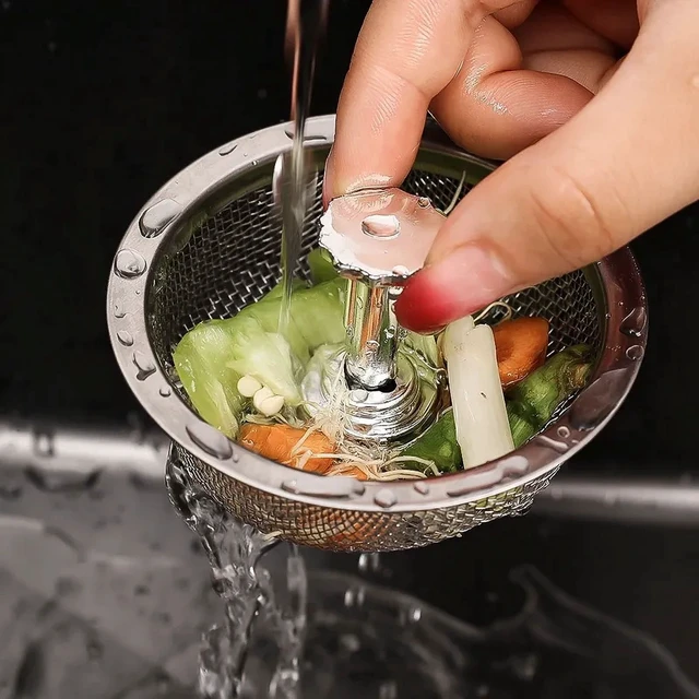 Alt view image 3 of 7 - Wholesale Kitchen Sink Strainers with Handle Stopper Sink Drain Basket Stainless Steel Mesh Filter Waste Hole Trap Strainer