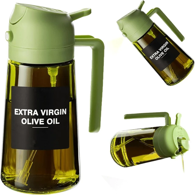 Alt view image 2 of 7 - 470 ml Oil Sprayer for Cooking,2-in-1 Olive Oil Dispenser and Oil Spray Bottle,Oil Spray with Stickers,Thick Glass Spray Bottle