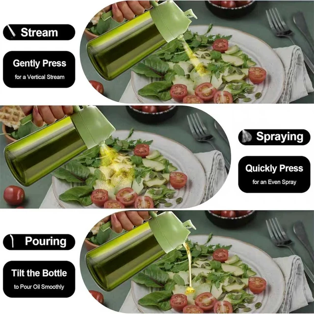 Alt view image 3 of 7 - 470 ml Oil Sprayer for Cooking,2-in-1 Olive Oil Dispenser and Oil Spray Bottle,Oil Spray with Stickers,Thick Glass Spray Bottle