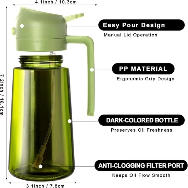 Alt view image 4 of 7 - 470 ml Oil Sprayer for Cooking,2-in-1 Olive Oil Dispenser and Oil Spray Bottle,Oil Spray with Stickers,Thick Glass Spray Bottle
