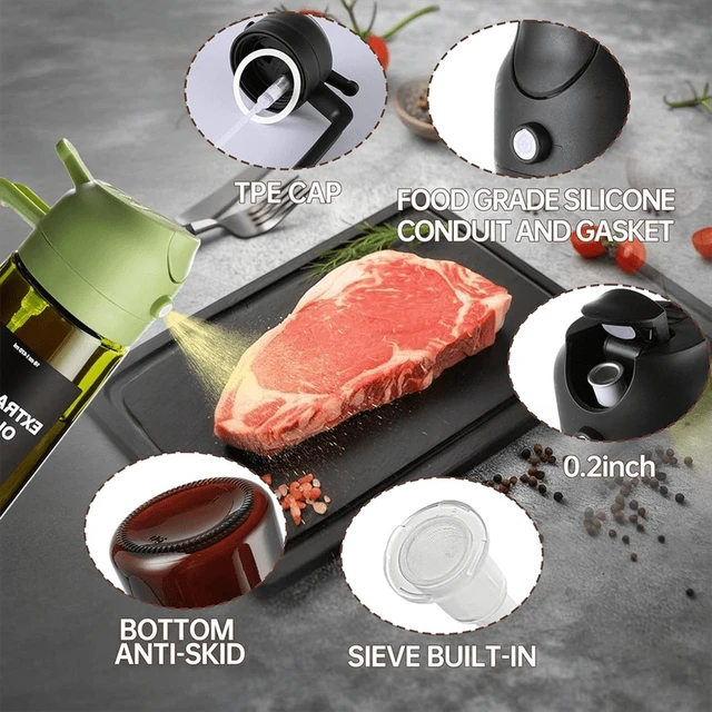 Alt view image 5 of 7 - 470 ml Oil Sprayer for Cooking,2-in-1 Olive Oil Dispenser and Oil Spray Bottle,Oil Spray with Stickers,Thick Glass Spray Bottle