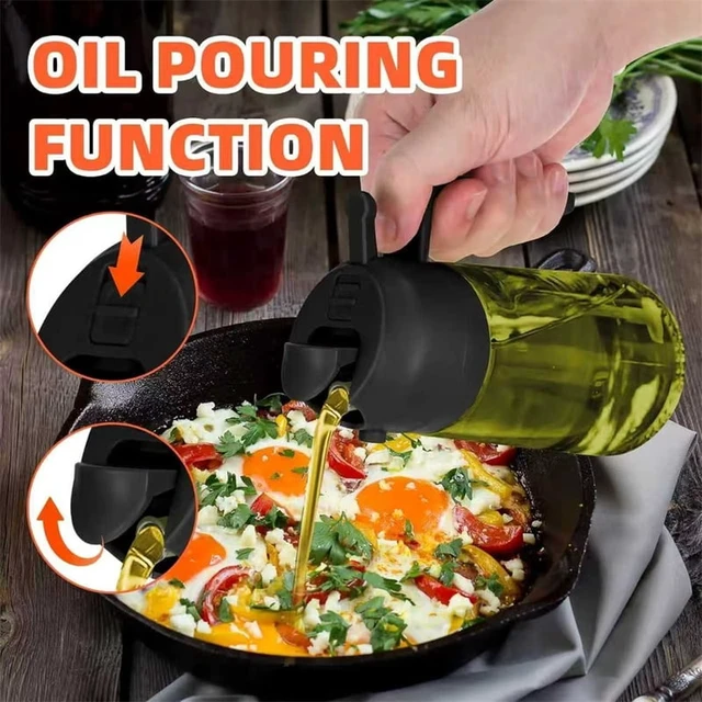 Alt view image 6 of 7 - 470 ml Oil Sprayer for Cooking,2-in-1 Olive Oil Dispenser and Oil Spray Bottle,Oil Spray with Stickers,Thick Glass Spray Bottle