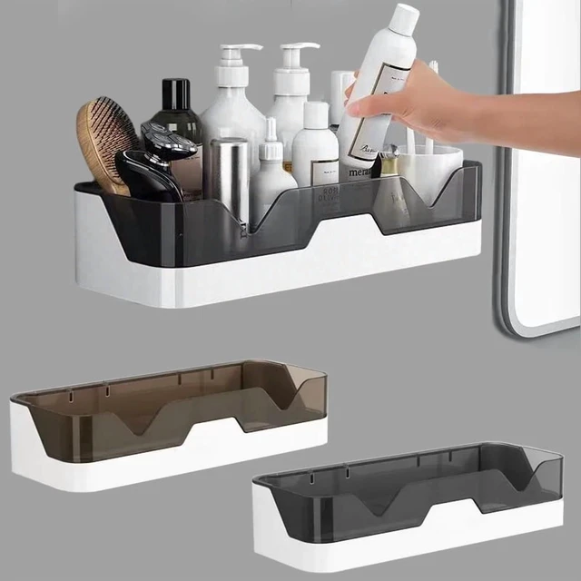 Alt view image 2 of 7 - Bathroom Shelf Organizer Shower Storage Rack Black Corner Shelves Wall Mounted Aluminum Toilet Shampoo Holder No Drill