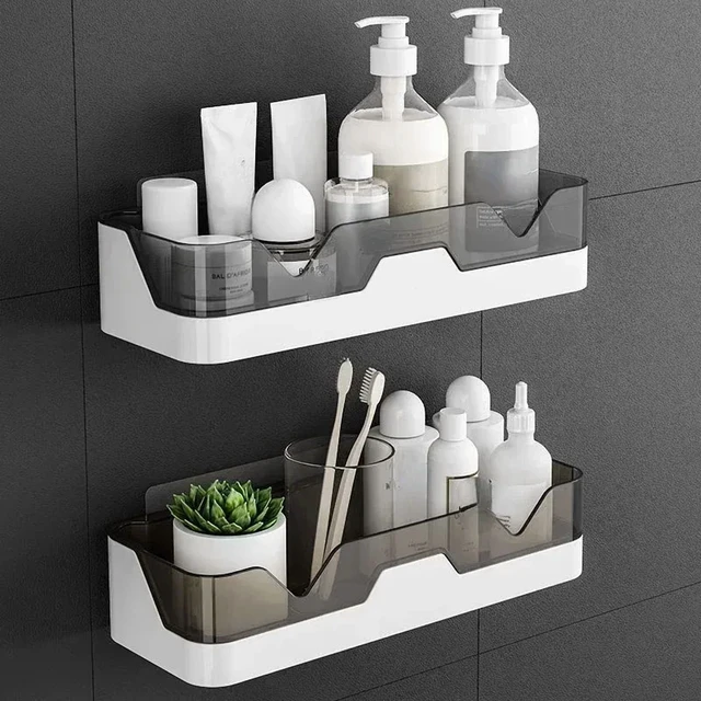 Alt view image 5 of 7 - Bathroom Shelf Organizer Shower Storage Rack Black Corner Shelves Wall Mounted Aluminum Toilet Shampoo Holder No Drill