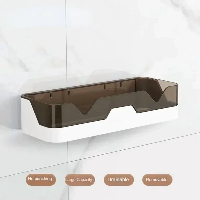 Main image of Bathroom Shelf Organizer Shower Storage Rack Black Corner Shelves Wall Mounted Aluminum Toilet Shampoo Holder No Drill