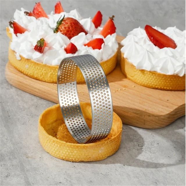 Alt view image 4 of 7 - 7PC Perforated Tart Ring Set for Baking Stainless Steel Round Cake Rings French Dessert mold Small Fruit Tart Rings Baking Molds