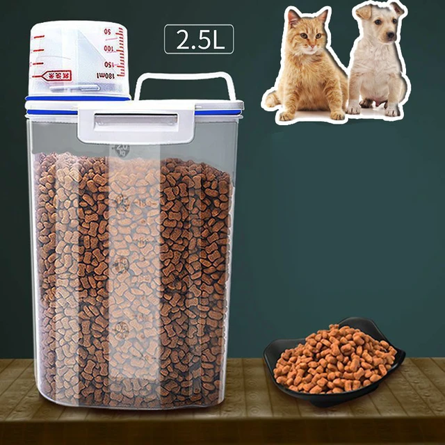 Alt view image 2 of 7 - 1.5kg/2kg Dog Cat Food Storage Container Plastic Pail With Measuring Cup Airtight Moisture Proof Pet Supplies Kitchen Jar