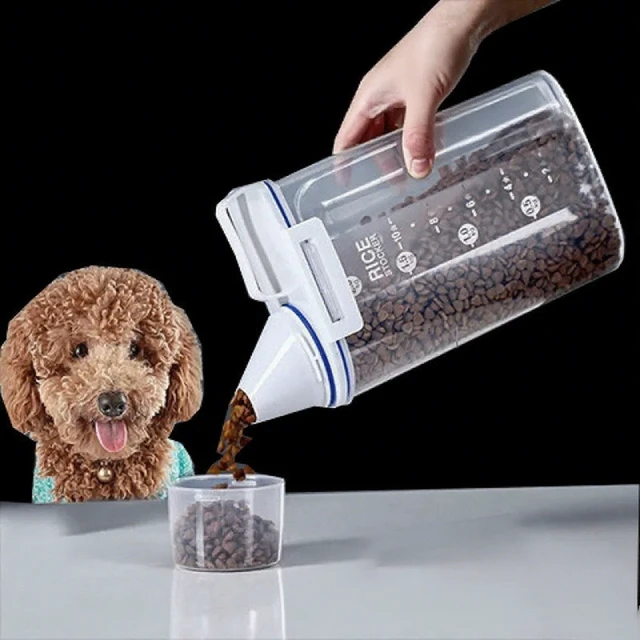 Alt view image 4 of 7 - 1.5kg/2kg Dog Cat Food Storage Container Plastic Pail With Measuring Cup Airtight Moisture Proof Pet Supplies Kitchen Jar