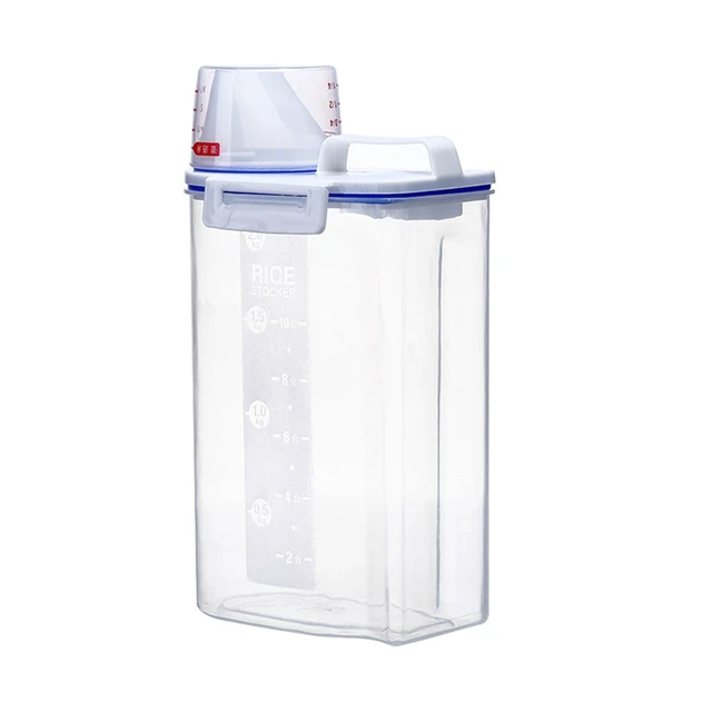 Alt view image 6 of 7 - 1.5kg/2kg Dog Cat Food Storage Container Plastic Pail With Measuring Cup Airtight Moisture Proof Pet Supplies Kitchen Jar