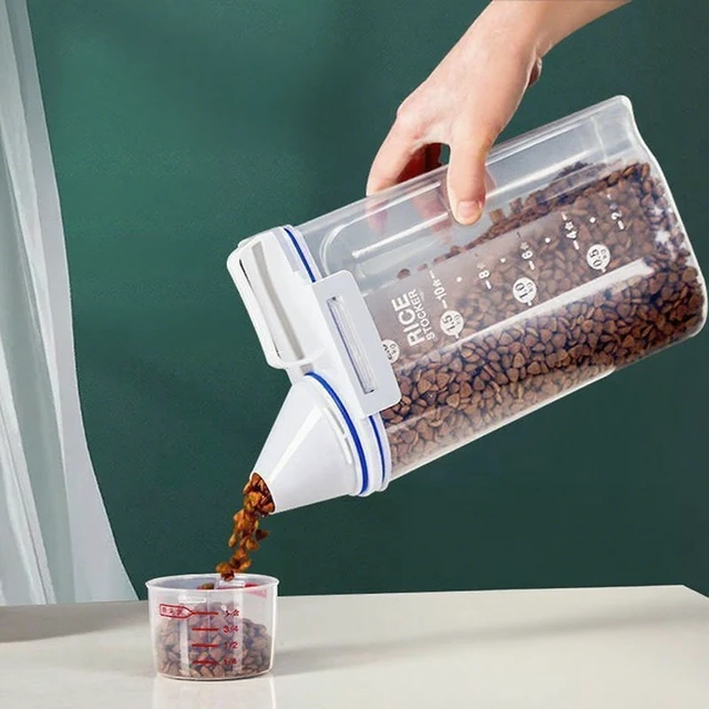 Alt view image 5 of 7 - 1.5kg/2kg Dog Cat Food Storage Container Plastic Pail With Measuring Cup Airtight Moisture Proof Pet Supplies Kitchen Jar