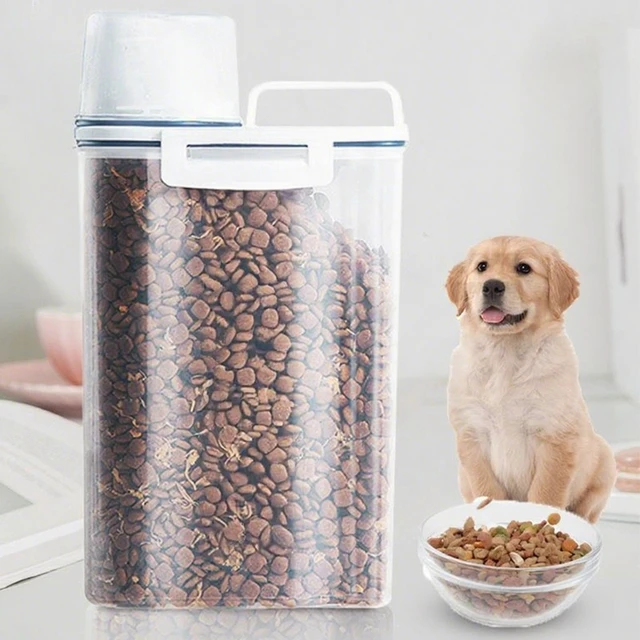 Alt view image 7 of 7 - 1.5kg/2kg Dog Cat Food Storage Container Plastic Pail With Measuring Cup Airtight Moisture Proof Pet Supplies Kitchen Jar