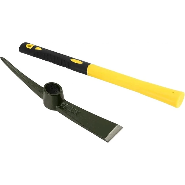 Alt view image 4 of 6 - 1-Piece 15-Inch Mattock Hoe Set with Yellow Fiberglass Handle - Durable Garden Tool for Soil Loosening and Cultivation