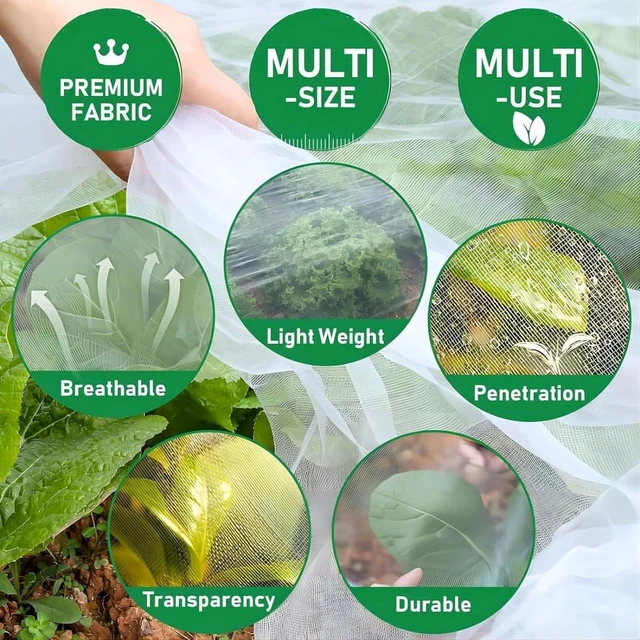 Alt view image 5 of 7 - Garden Plant Insect Netting Vegetable, Flower and Fruit Care Cover Netting Pest Control Bird-proof 60 Mesh Protective Netting