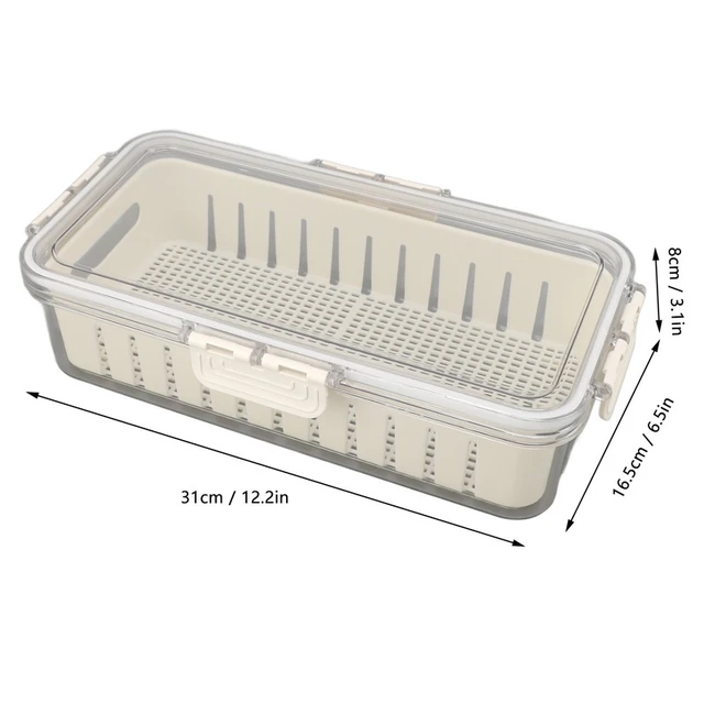 Alt view image 2 of 6 - Refrigerator Fresh Food Storage Containers PET Multifunctional with Drainer Fridge Airtight Crisper for Kitchen Dining Room