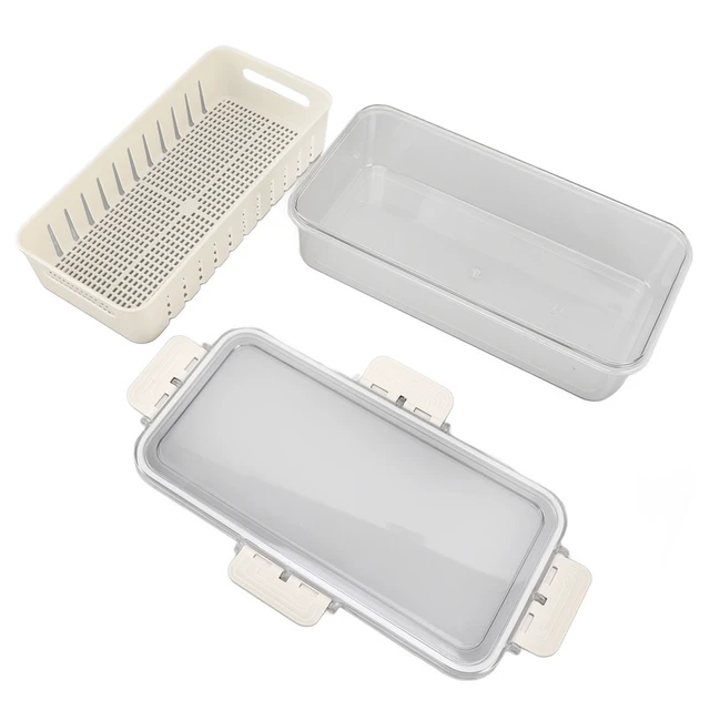 Alt view image 5 of 6 - Refrigerator Fresh Food Storage Containers PET Multifunctional with Drainer Fridge Airtight Crisper for Kitchen Dining Room