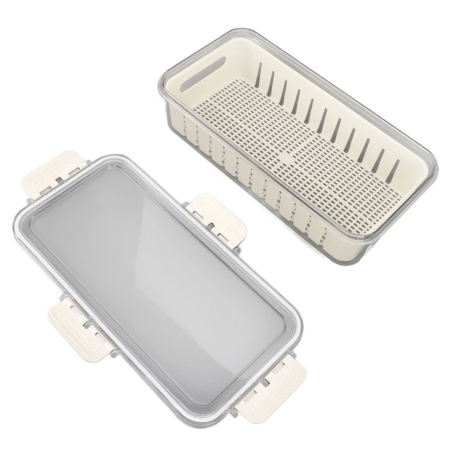 Alt view image 4 of 6 - Refrigerator Fresh Food Storage Containers PET Multifunctional with Drainer Fridge Airtight Crisper for Kitchen Dining Room