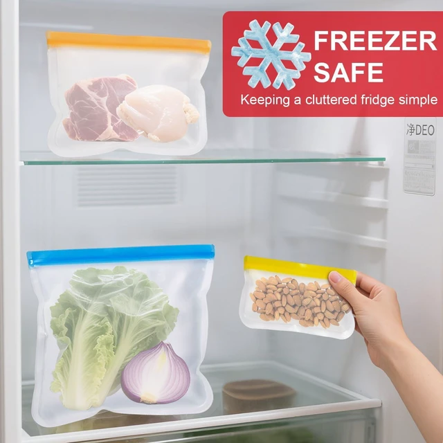 Alt view image 4 of 7 - Reusable Food Storage Silicone Bags, Reusable Snack BagsLeakproof Freezer, BPA Free, 1 Gallon 1 Snack 1 Sandwich Bags, for Home Kitchen, Marinate Food TravelFridge Organization (3)