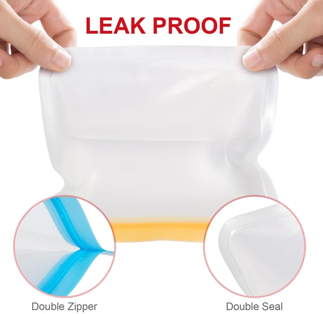 Alt view image 5 of 7 - Reusable Food Storage Silicone Bags, Reusable Snack BagsLeakproof Freezer, BPA Free, 1 Gallon 1 Snack 1 Sandwich Bags, for Home Kitchen, Marinate Food TravelFridge Organization (3)