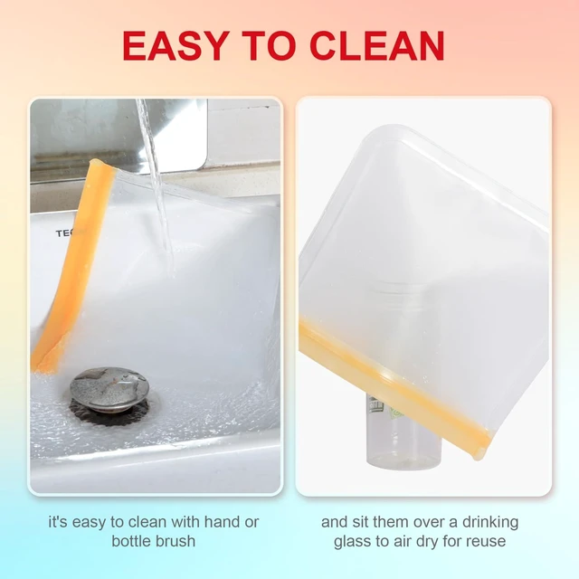 Alt view image 6 of 7 - Reusable Food Storage Silicone Bags, Reusable Snack BagsLeakproof Freezer, BPA Free, 1 Gallon 1 Snack 1 Sandwich Bags, for Home Kitchen, Marinate Food TravelFridge Organization (3)