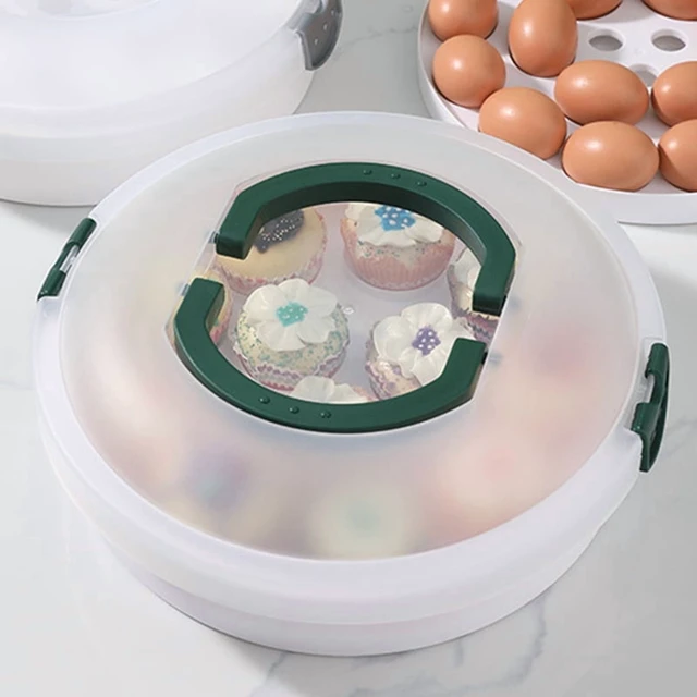 Alt view image 2 of 7 - Convenient Cake Carrier Portable Buckle PP Cake Box Baking Packaging Box with Handle Handy Cupcake Holder Tray Cake Packaging