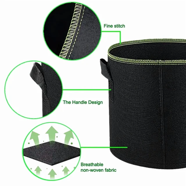 Alt view image 4 of 7 - Fabric Plant Pots Grow Bags 3/5/7/10 Gallon Gardening Vegetable Tomato Strawberry Growing Planter Garden Potato Planting Pots