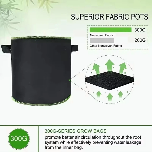 Alt view image 5 of 7 - 3-5PCS Non-Woven Grow Bags Aeration Fabric Pots with Handles Flower Pot Vegetable/Flower/Plant Grow Bags 3/5/7/10/15/20 Gallon
