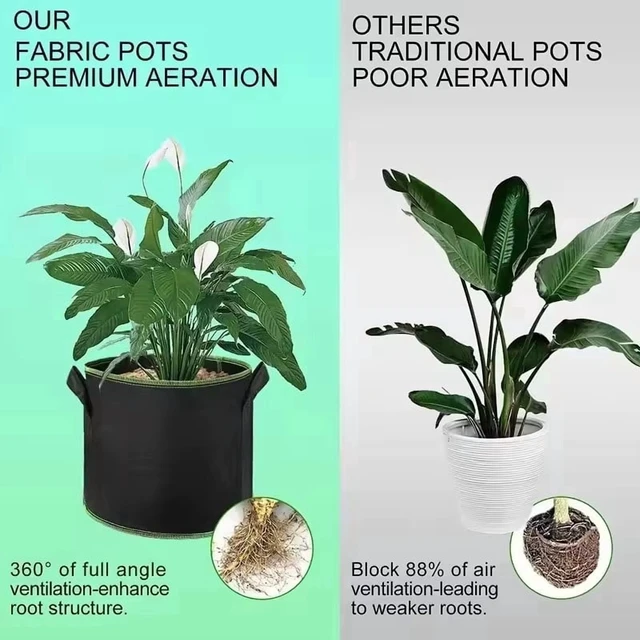 Alt view image 4 of 7 - 3-5PCS Non-Woven Grow Bags Aeration Fabric Pots with Handles Flower Pot Vegetable/Flower/Plant Grow Bags 3/5/7/10/15/20 Gallon