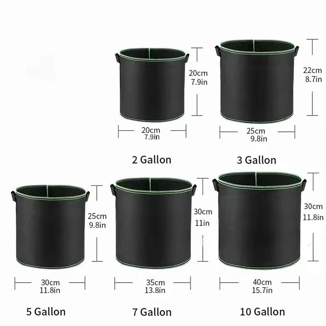 Alt view image 7 of 7 - 3-5PCS Non-Woven Grow Bags Aeration Fabric Pots with Handles Flower Pot Vegetable/Flower/Plant Grow Bags 3/5/7/10/15/20 Gallon