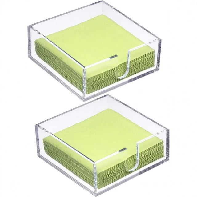 Alt view image 2 of 7 - 1pc square acrylic napkin holder transparent tabletop tissue box for home restaurant dining decor & Storage