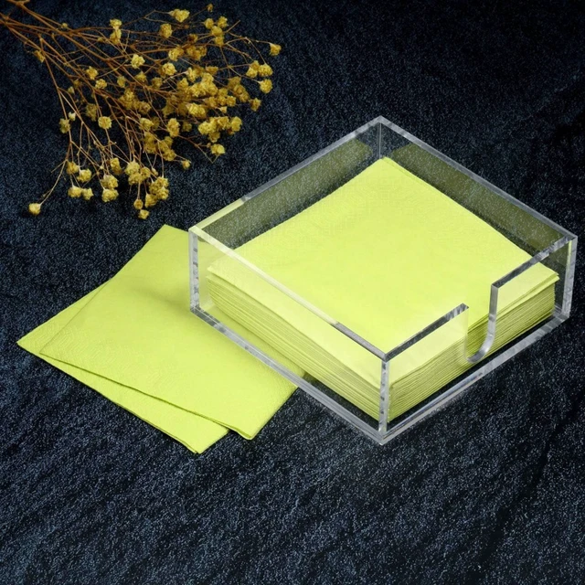 Alt view image 3 of 7 - 1pc square acrylic napkin holder transparent tabletop tissue box for home restaurant dining decor & Storage