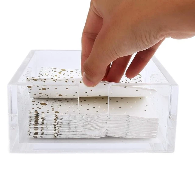 Alt view image 5 of 7 - 1pc square acrylic napkin holder transparent tabletop tissue box for home restaurant dining decor & Storage