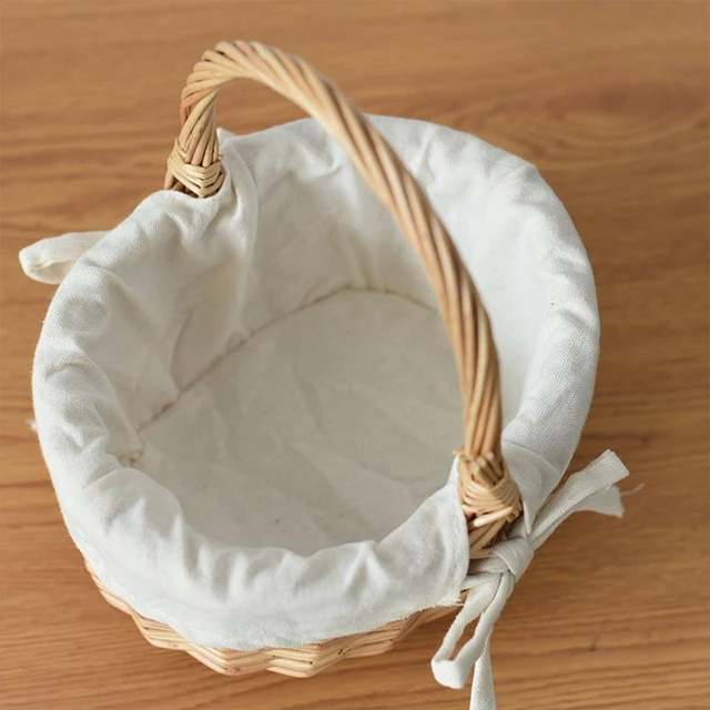 Alt view image 4 of 7 - Wood Handheld Baskets Mini Plus Cloth Lining Rattan Woven Weaving Bamboo Flower Basket Stylish And Versatile Bow Baskets