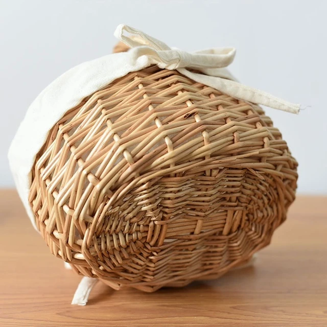 Alt view image 5 of 7 - Wood Handheld Baskets Mini Plus Cloth Lining Rattan Woven Weaving Bamboo Flower Basket Stylish And Versatile Bow Baskets