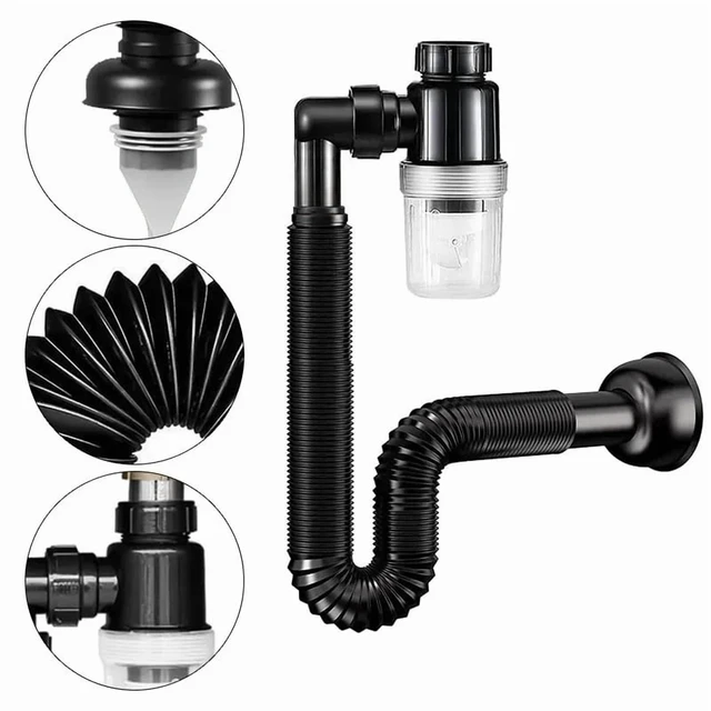 Alt view image 3 of 7 - P-Trap Kitchen Sink Deodorant Set Launch Pipeline Deodorizing Filter Sink Strainer Hose Drain Pipe Plumbing Kitchen Accessories