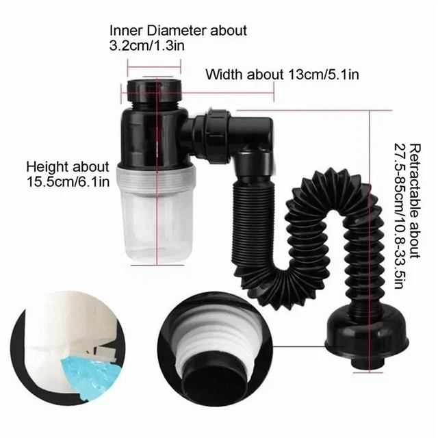 Alt view image 6 of 7 - P-Trap Kitchen Sink Deodorant Set Launch Pipeline Deodorizing Filter Sink Strainer Hose Drain Pipe Plumbing Kitchen Accessories