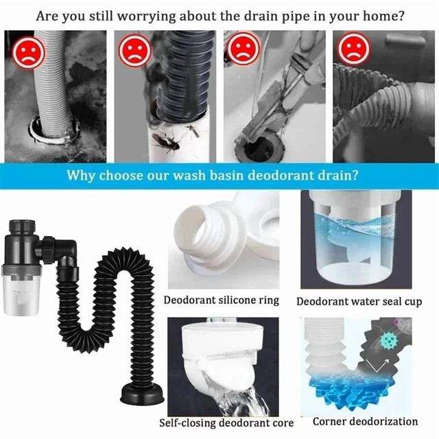 Alt view image 7 of 7 - P-Trap Kitchen Sink Deodorant Set Launch Pipeline Deodorizing Filter Sink Strainer Hose Drain Pipe Plumbing Kitchen Accessories