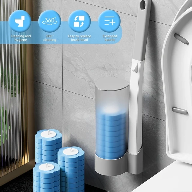 Alt view image 4 of 7 - Disposable Toilet Brush Cleaner With Long Handle Bathroom Cleaning Brush With Replaceable Brush Head Toilet Bathroom Accessories