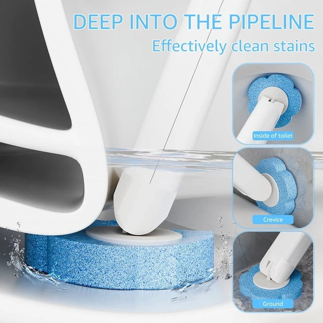 Alt view image 7 of 7 - Disposable Toilet Brush Cleaner With Long Handle Bathroom Cleaning Brush With Replaceable Brush Head Toilet Bathroom Accessories