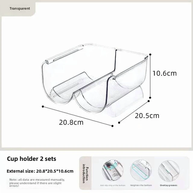 Main image of Stackable Cup Holder Organizer for Refrigerator Rotation Wine/Water Bottle Rack Kitchen Pantry Space-Saving Storage Shelf
