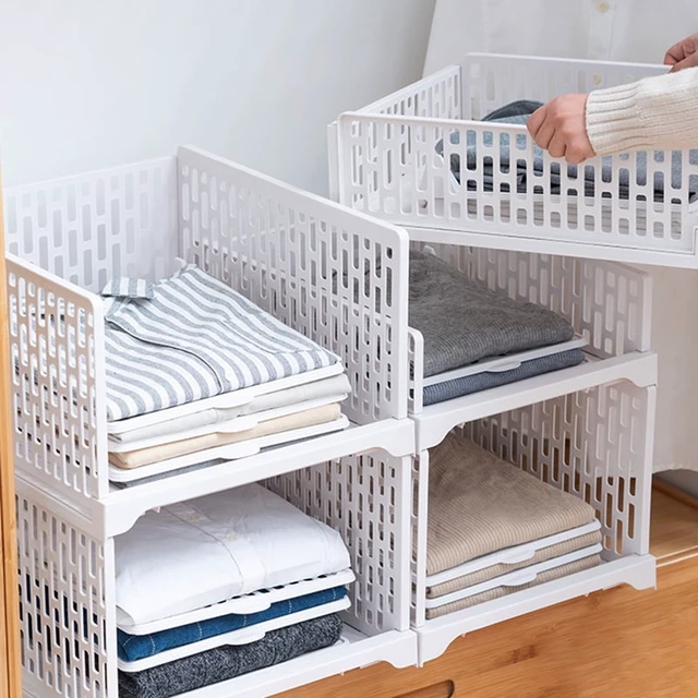Alt view image 5 of 7 - Stackable Wardrobe Drawer Units Organizer Clothes Closet Storage Boxes Shelves Plastic Divider Board Cube Toy Snacks Containers