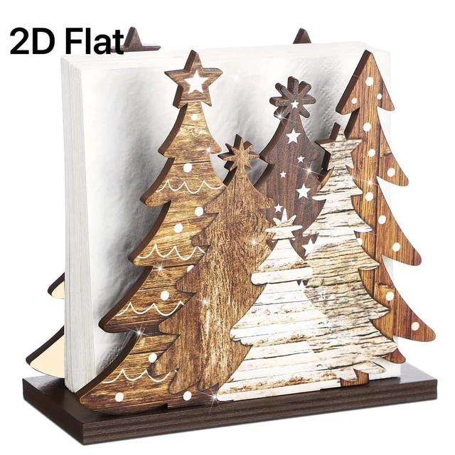 Alt view image 2 of 7 - Christmas tree napkin holder, classic Christmas tree shaped thickened wooden Christmas decoration tissue holder