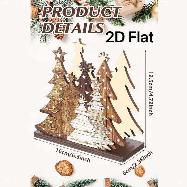 Alt view image 5 of 7 - Christmas tree napkin holder, classic Christmas tree shaped thickened wooden Christmas decoration tissue holder