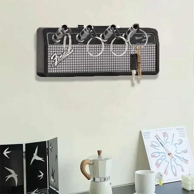Alt view image 7 of 7 - Creative Fender Radio Plugs Key Holder Retro Wall Mounting Keys Holder Jack Zinc Alloy Key Organizer Music Key Storage Frame