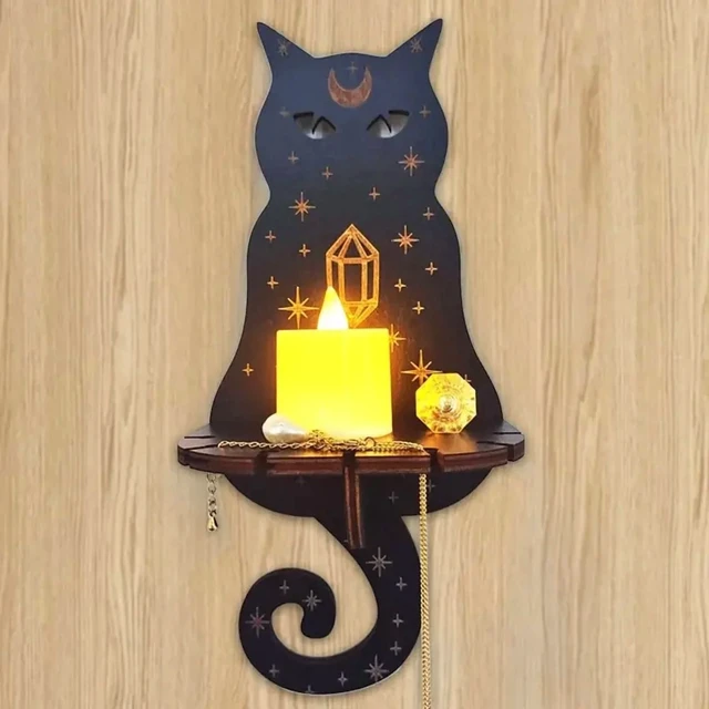 Alt view image 4 of 7 - Wall Shelf Stone Wall Shelf Hand Wooden Display Stand Hanging Candle Holder Wall Decor Shelves home decoration shelf decor