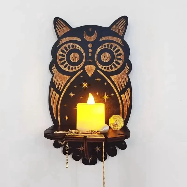 Alt view image 7 of 7 - Wall Shelf Stone Wall Shelf Hand Wooden Display Stand Hanging Candle Holder Wall Decor Shelves home decoration shelf decor