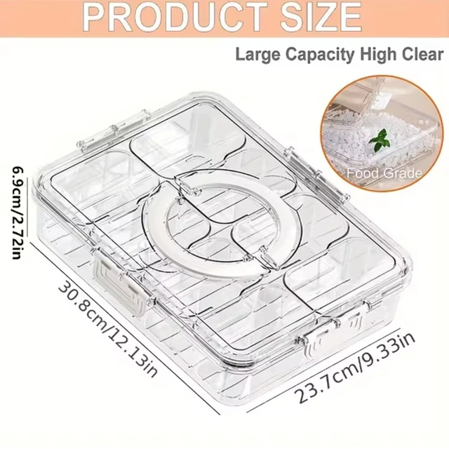 Alt view image 7 of 7 - Divided Plate with Lid Food Storage Box Snack Box 8 Grid Snack Box Fruit Storage Box for Refrigerator Snack Vegetable Fruit Food